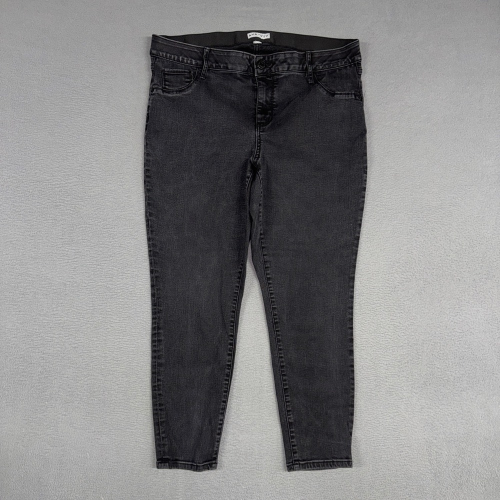 Ava & Viv Jeans Womens 18W Black Skinny High Rise Stretch Comfort Denim Preppy
